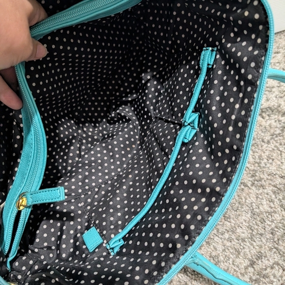 Lulu by Lulu Guinness Turquoise Blue Satchel with Gold Hardware - Picture 9 of 11